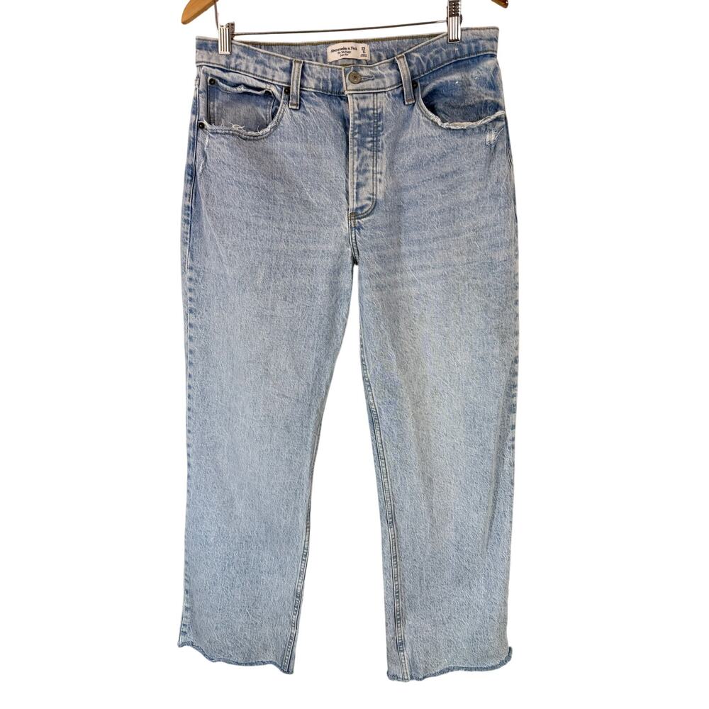 Abercrombie & Fitch The 90s Baggy Low Rise Button Fly Raw Hem Jeans Size 29 / 8R